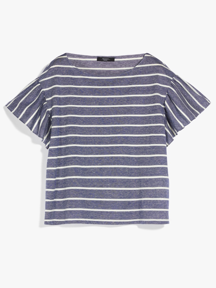Linen and cotton T-shirt - NAVY - Weekend Max Mara