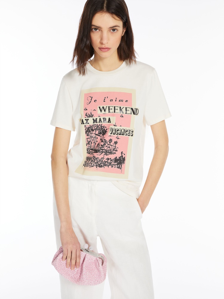 T-shirt in cotone con stampa - AVORIO - Weekend Max Mara