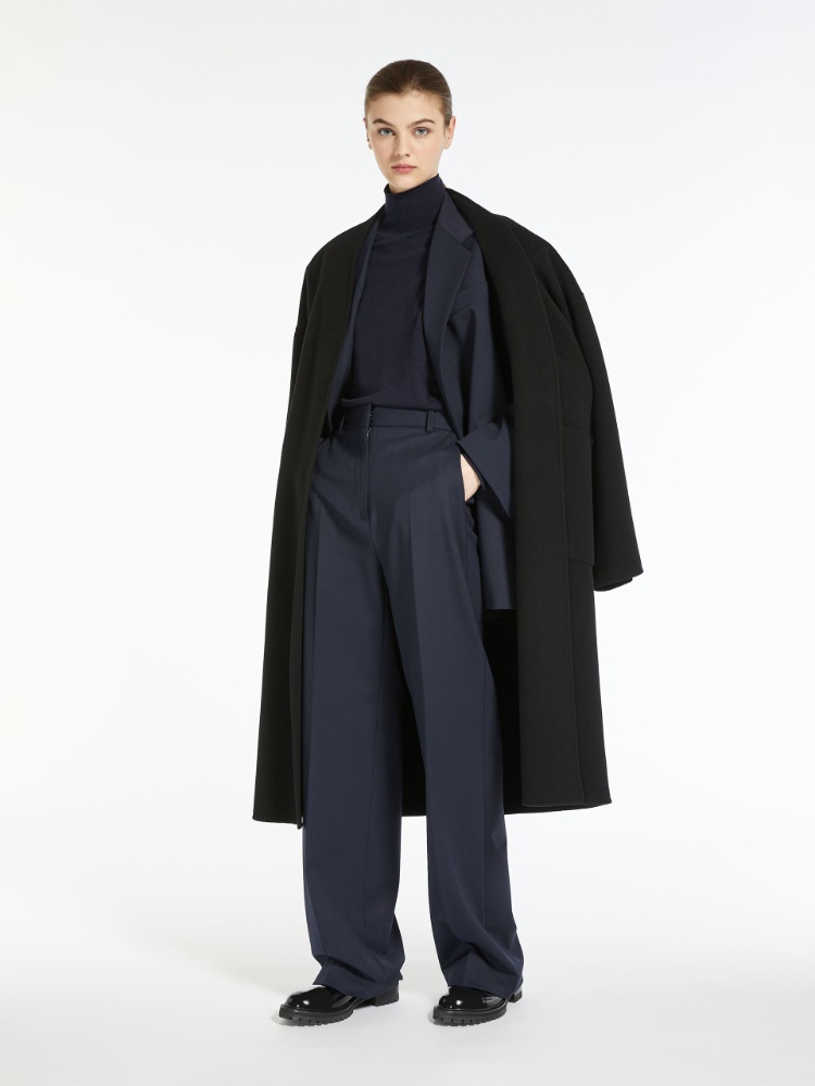 Wool broadcloth coat - BLACK - Weekend Max Mara