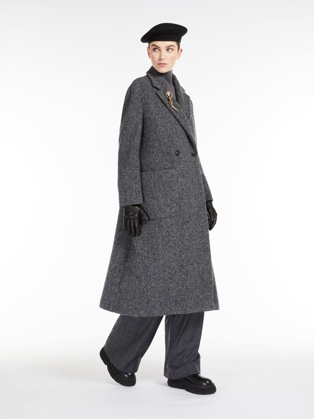 Wool tweed coat, dark grey | Weekend Max Mara