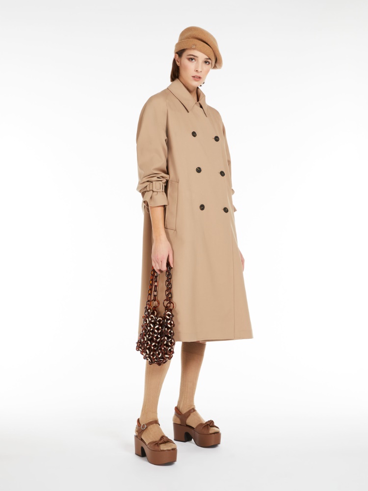 Double-breasted trench coat in showerproof fabric - CAMEL - Weekend Max Mara