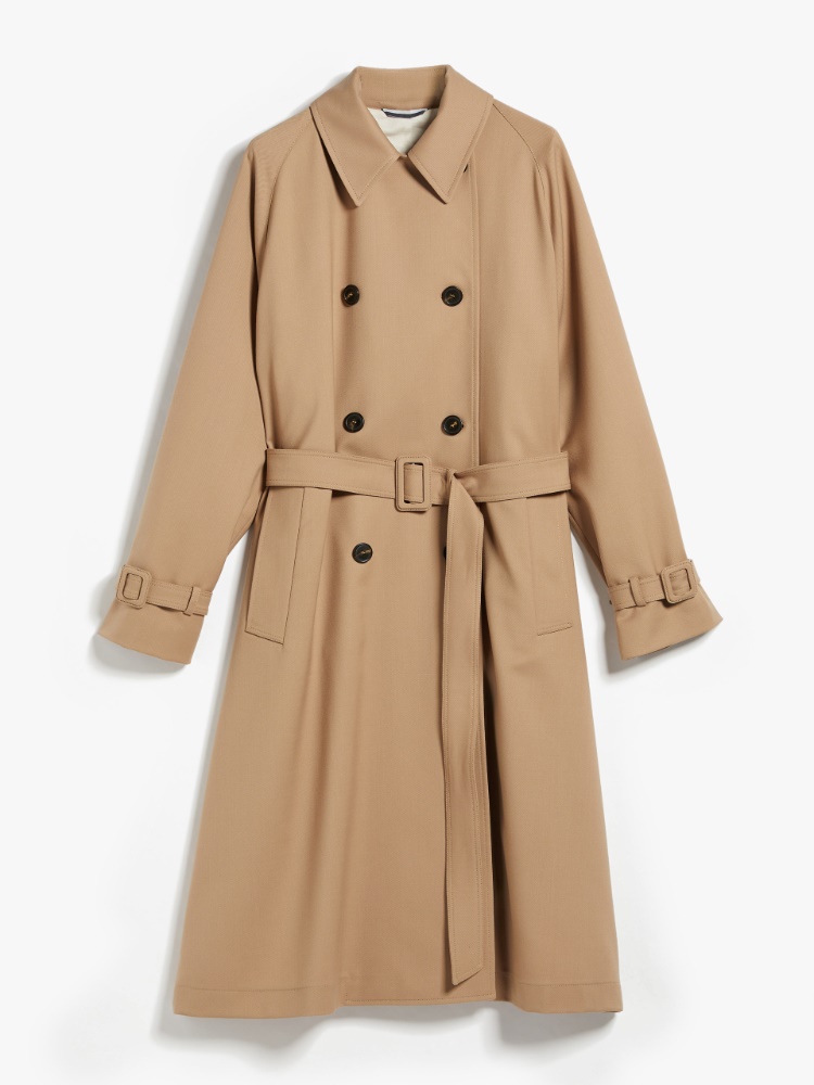 Double-breasted trench coat in showerproof fabric - CAMEL - Weekend Max Mara