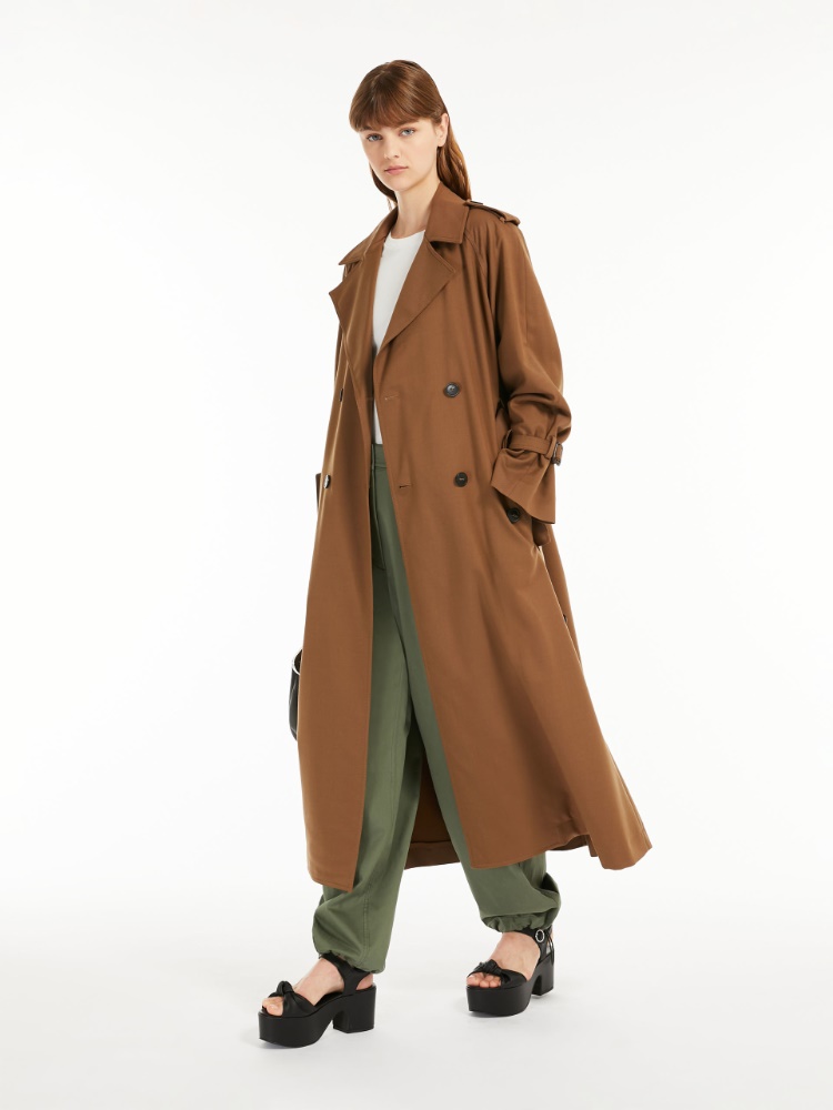 Belted trench coat in showerproof fabric - TOBACCO - Weekend Max Mara
