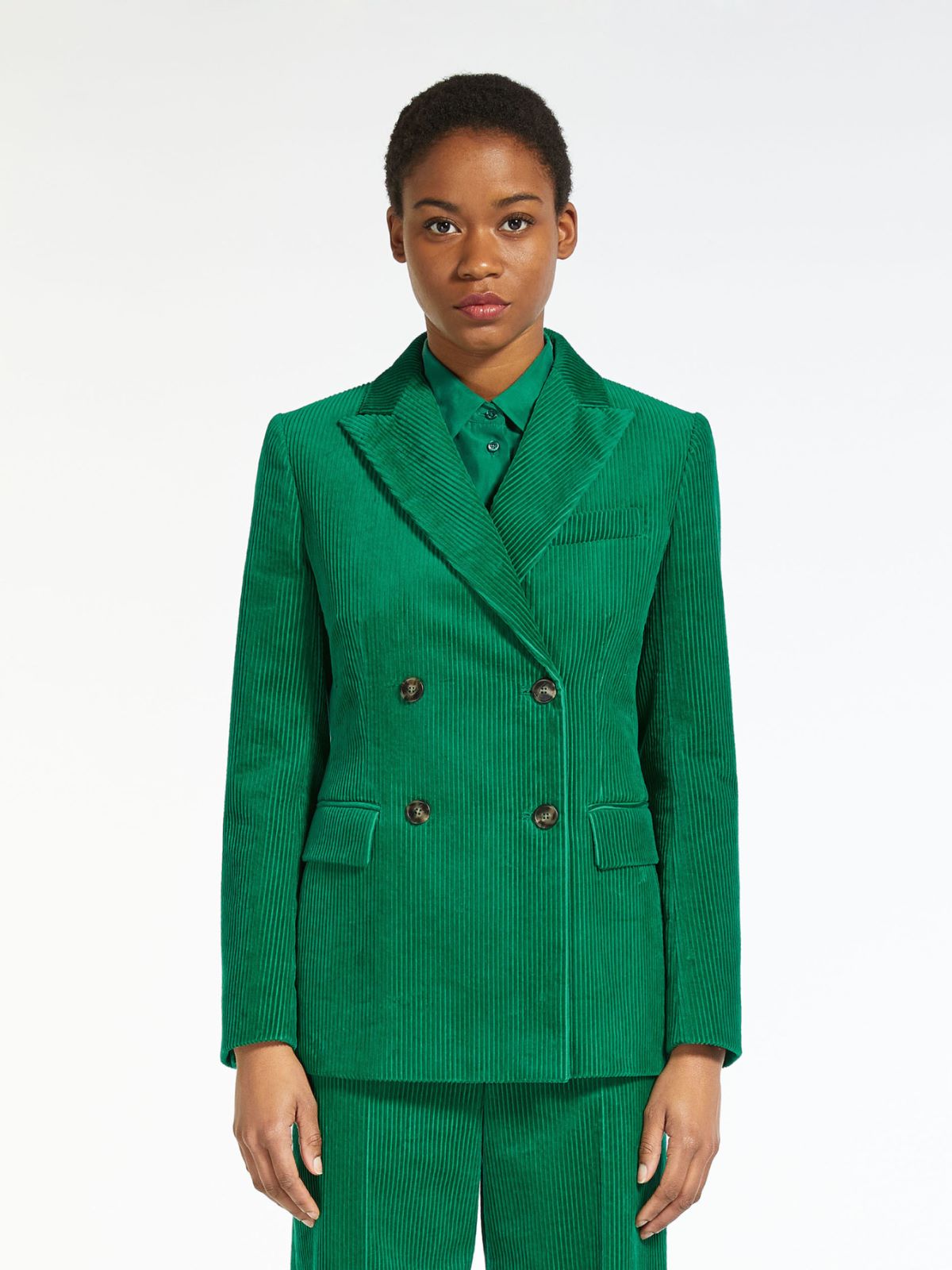 Cotton velvet blazer, emerald | Weekend Max Mara