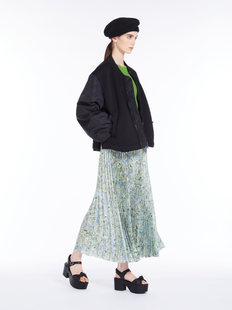 Pleated skirt in printed twill - GREEN - Weekend Max Mara
