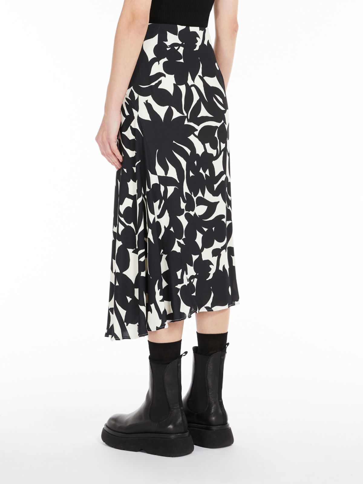 Asymmetrical skirt in printed viscose - BLACK - Weekend Max Mara - 3