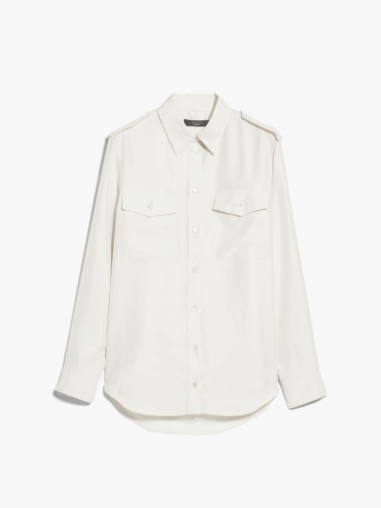 Epaulette-detail silk shirt - WHITE - Weekend Max Mara