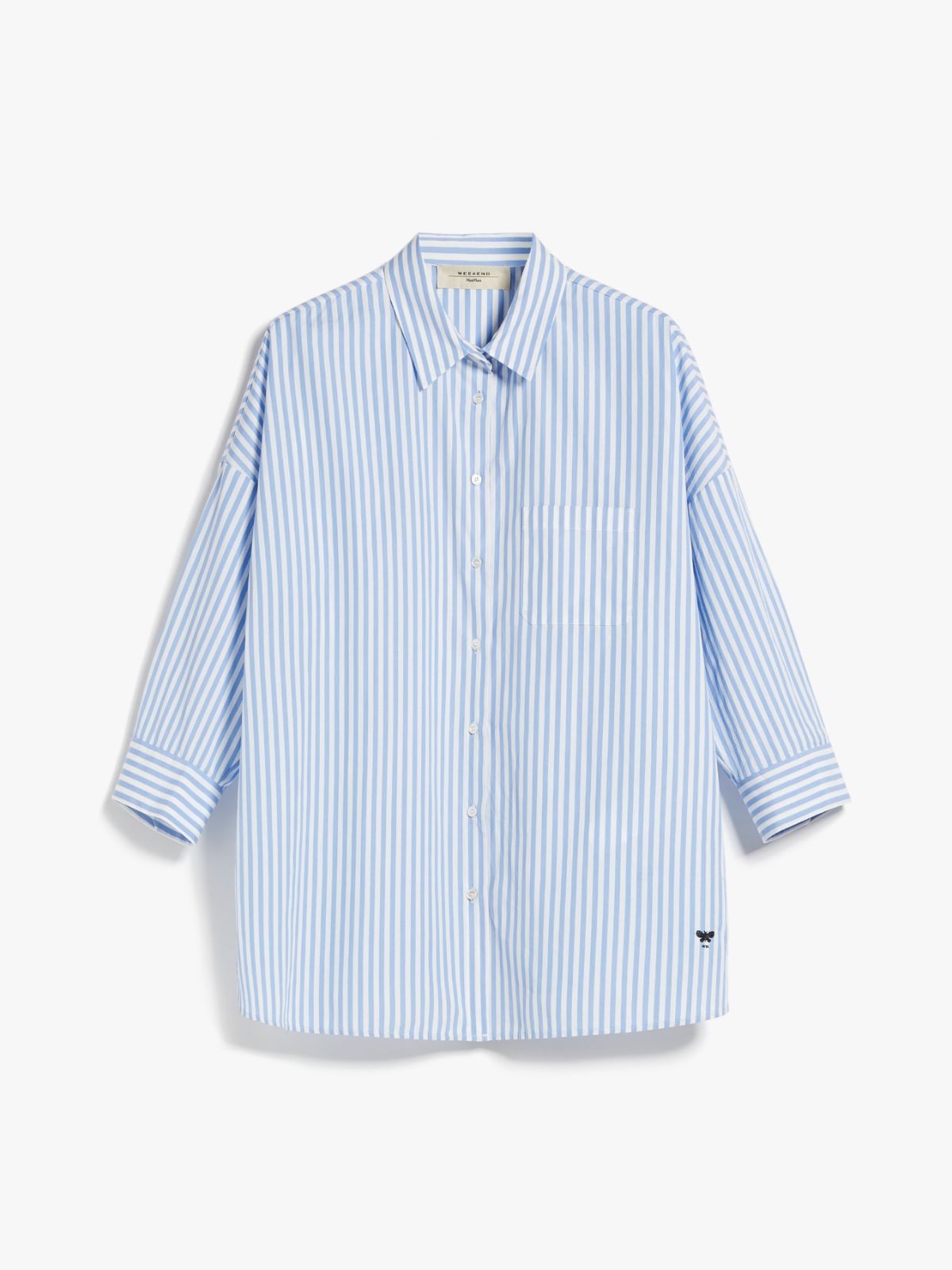 Loose shirt in striped poplin, light blue | Weekend Max Mara