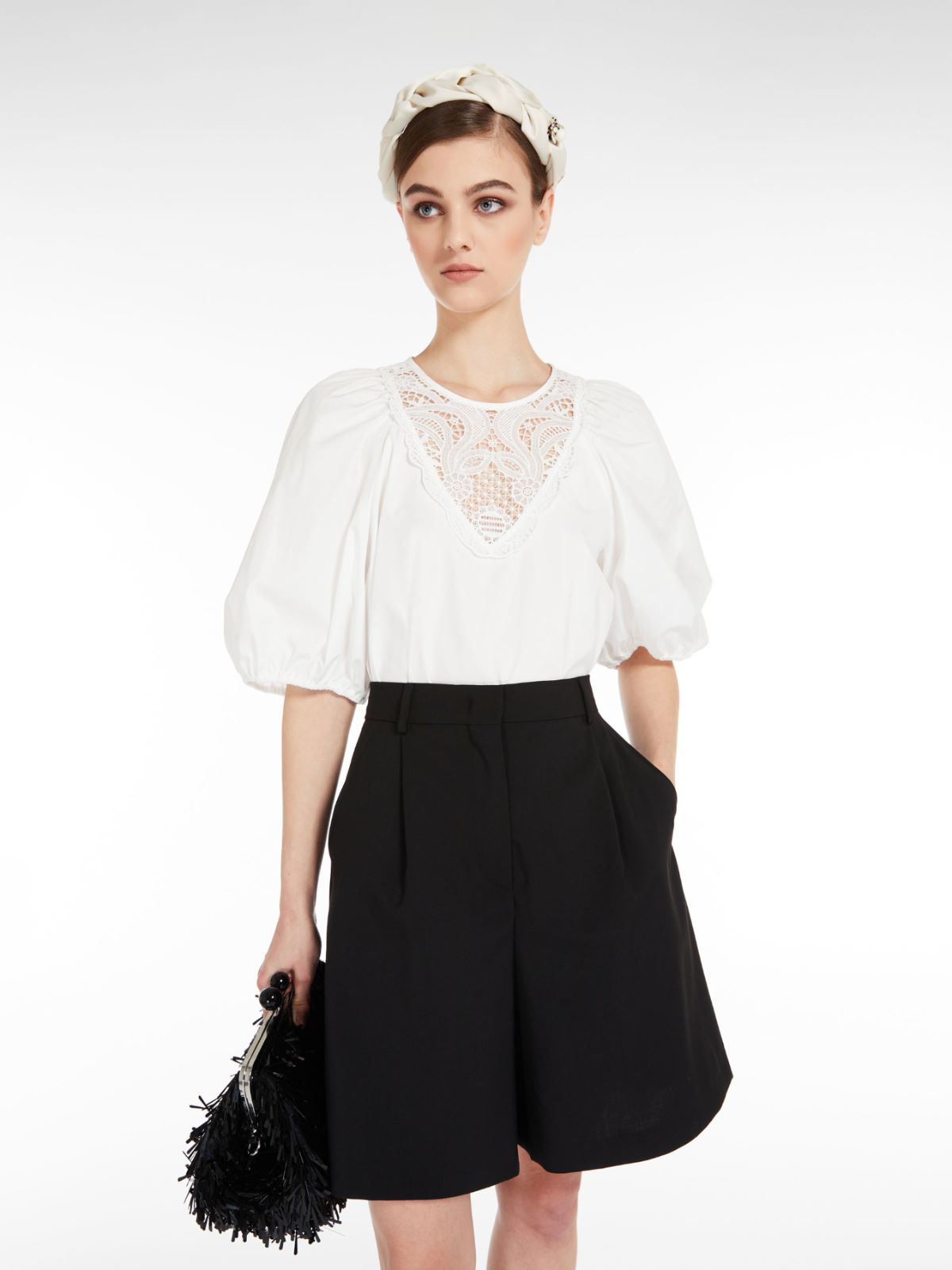 Poplin blouse with embroidery - OPTICAL WHITE - Weekend Max Mara - 4