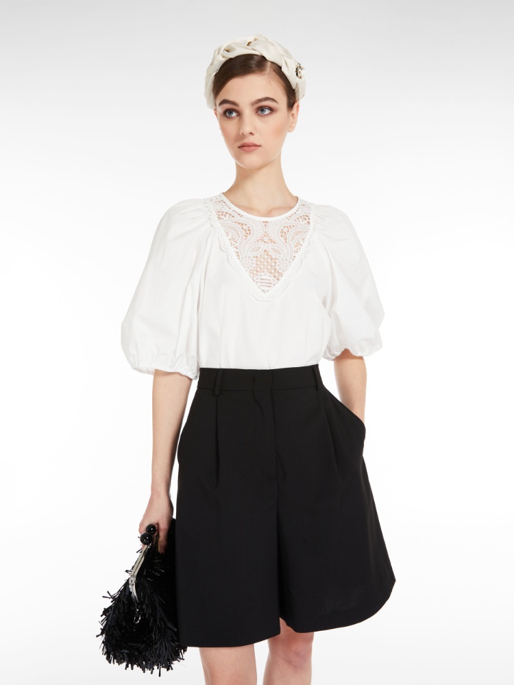 Poplin blouse with embroidery - OPTICAL WHITE - Weekend Max Mara
