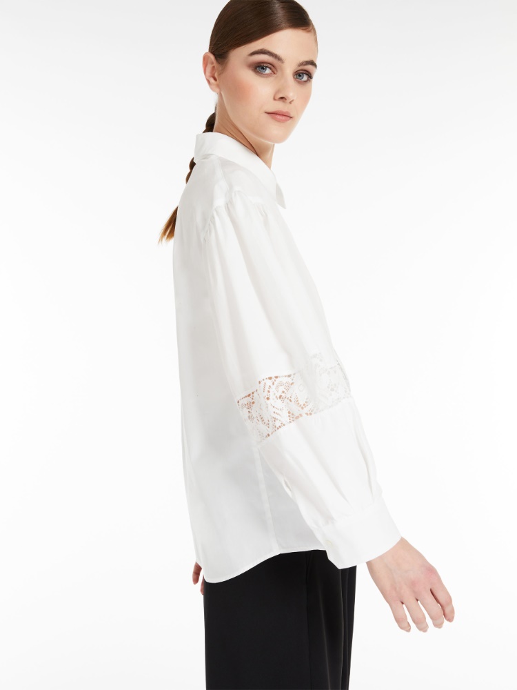 Poplin shirt with embroidery - OPTICAL WHITE - Weekend Max Mara