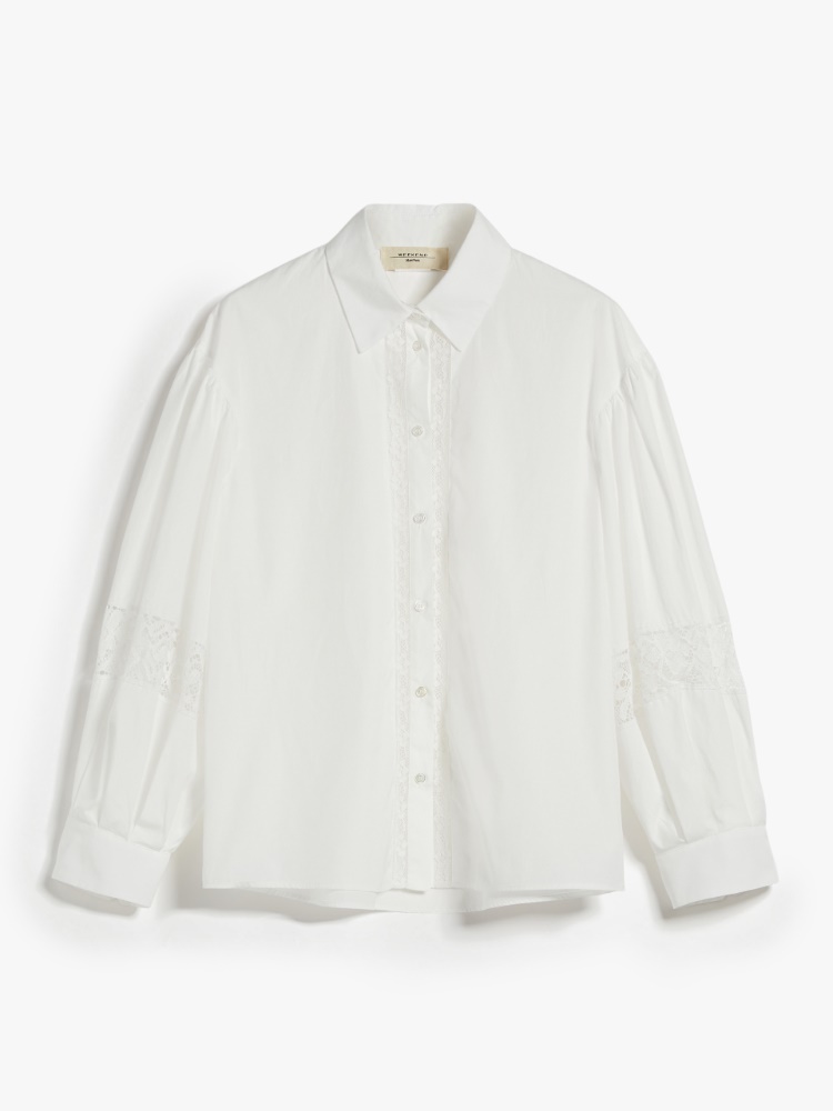 Poplin shirt with embroidery, optical white | Weekend Max Mara