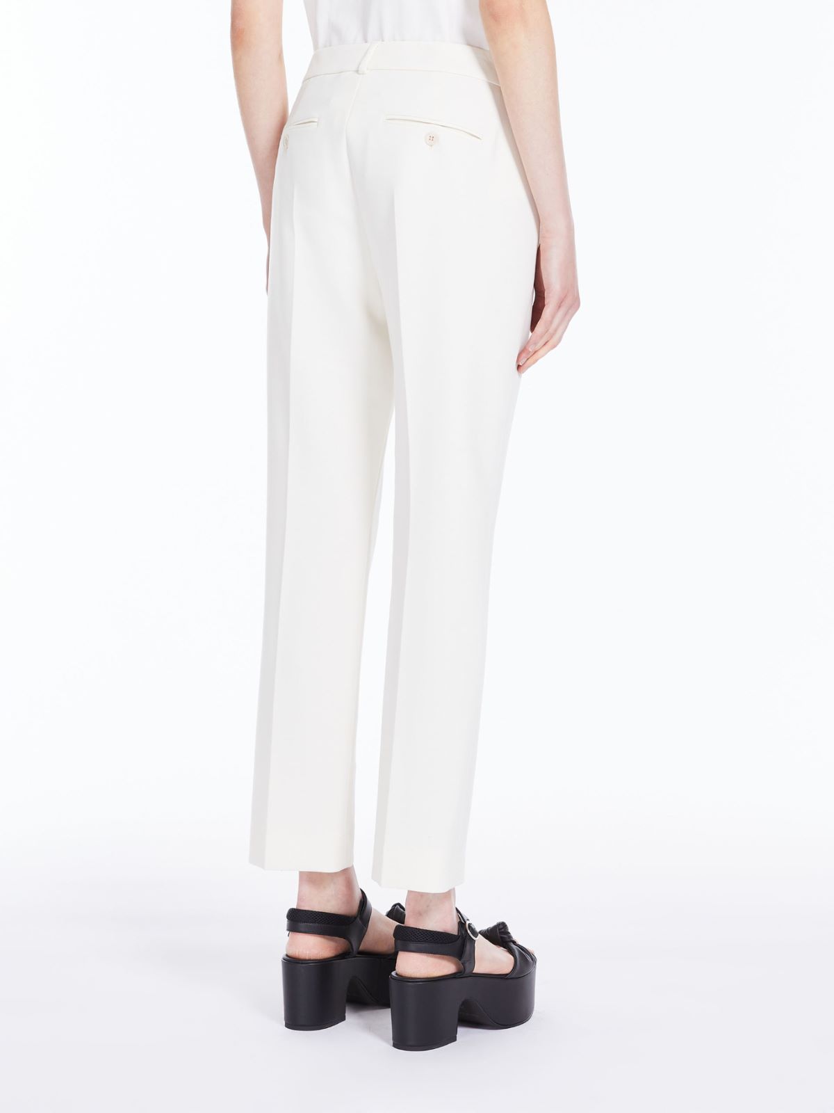 Straight-cut trousers in plain weave fabric - IVORY - Weekend Max Mara - 3