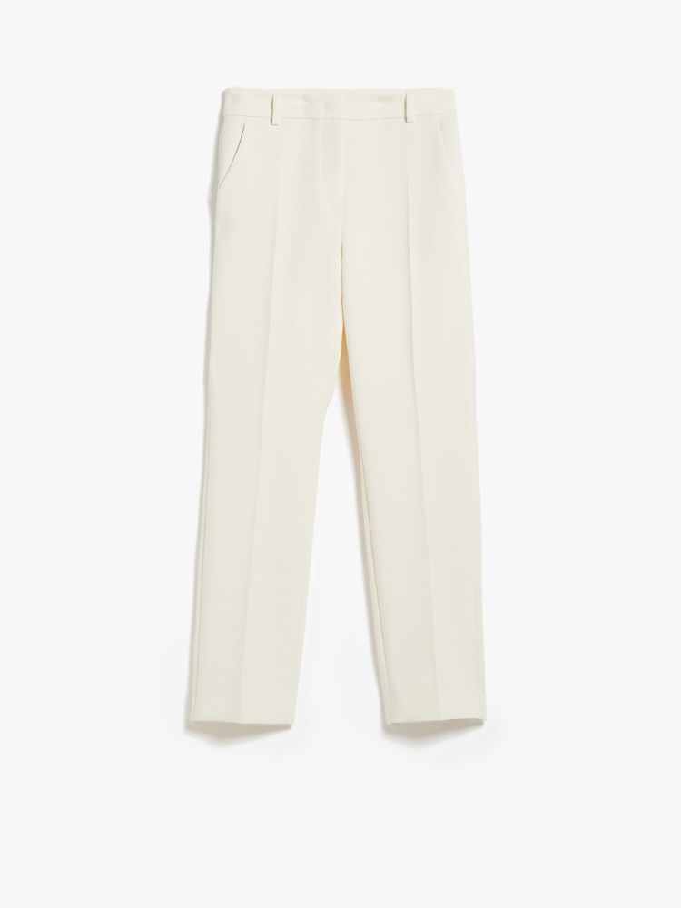 Straight-cut trousers in plain weave fabric - IVORY - Weekend Max Mara