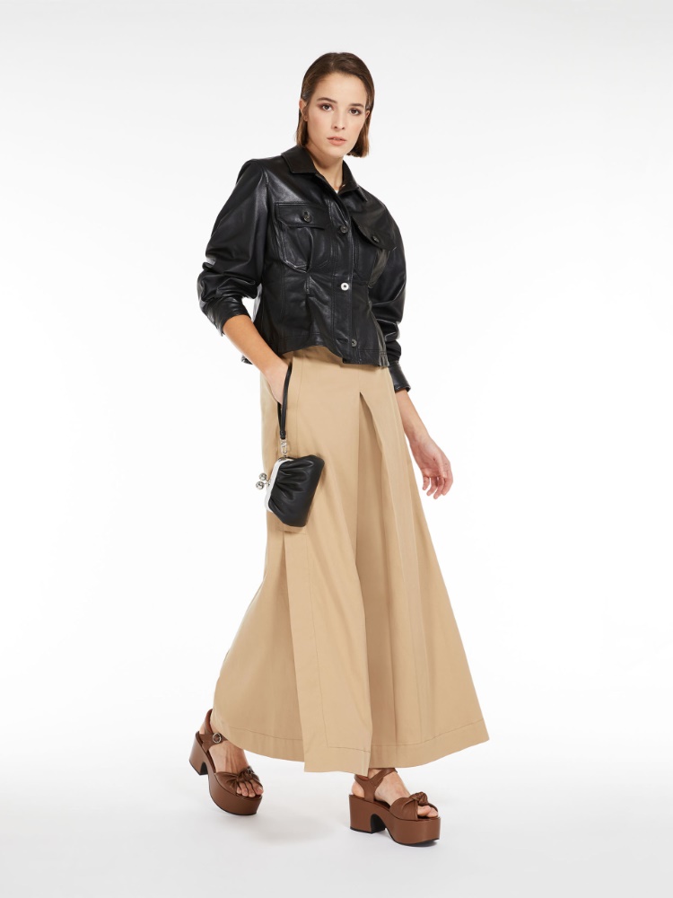 Wide-leg trousers in stretch cotton - CLAY - Weekend Max Mara