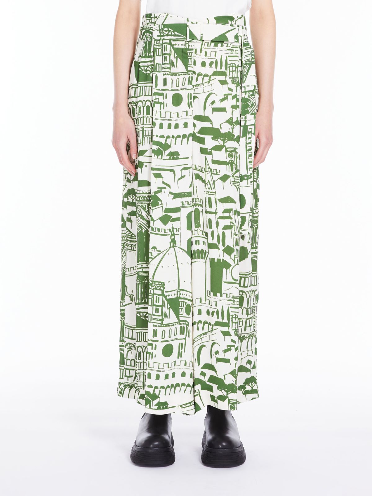 Flowing trousers in printed georgette - GREEN - Weekend Max Mara - 2