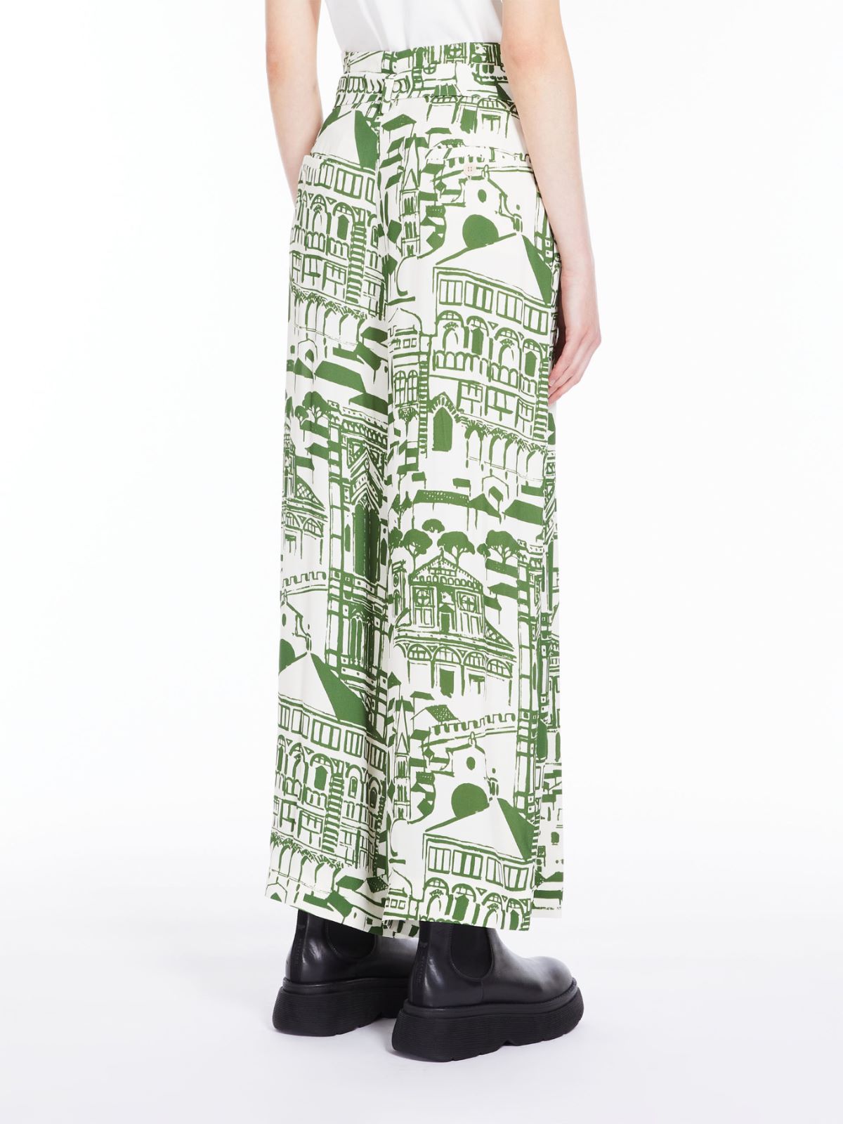 Flowing trousers in printed georgette - GREEN - Weekend Max Mara - 3