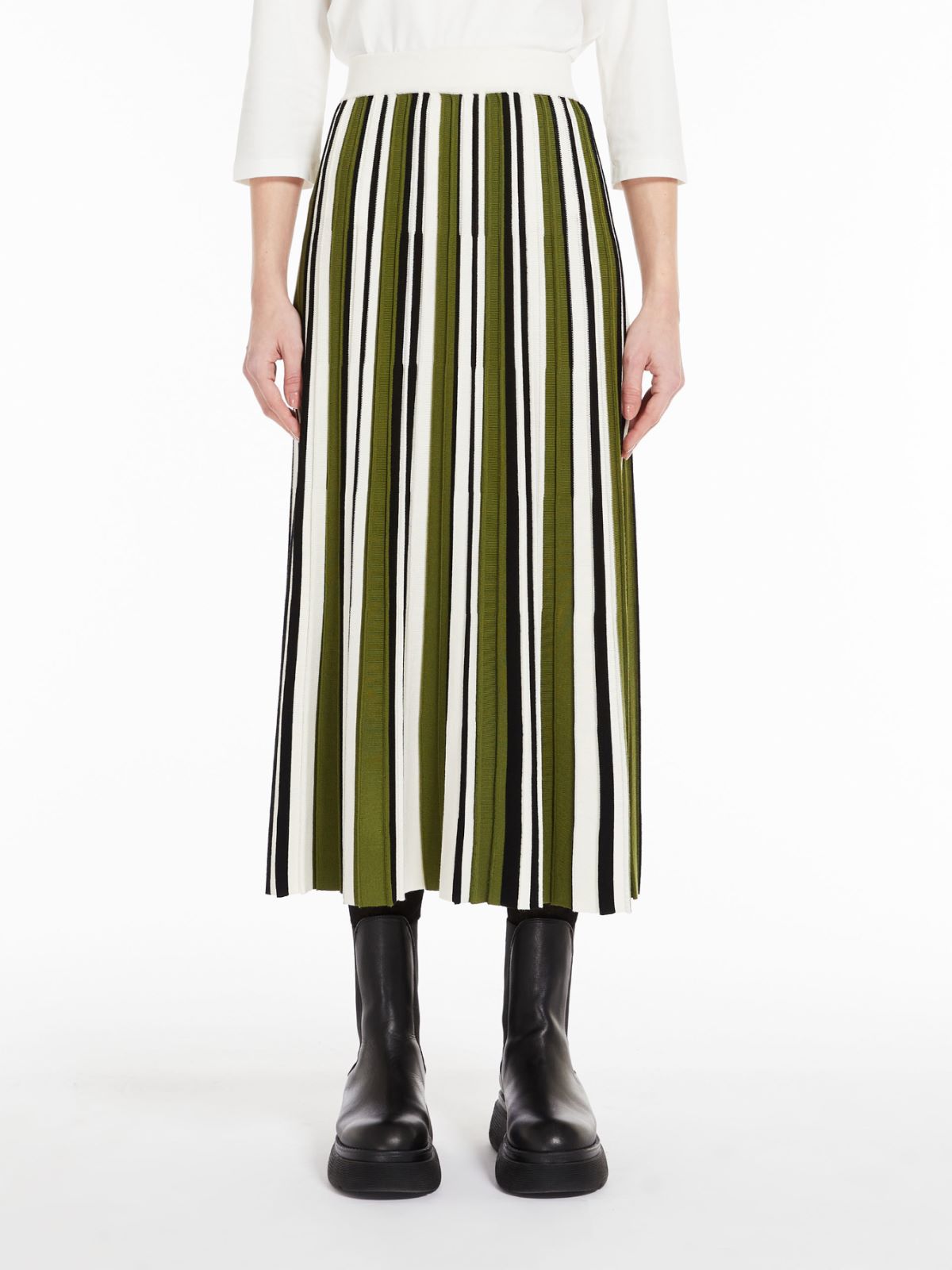 Pleated skirt in stretch yarn - GREEN - Weekend Max Mara - 2