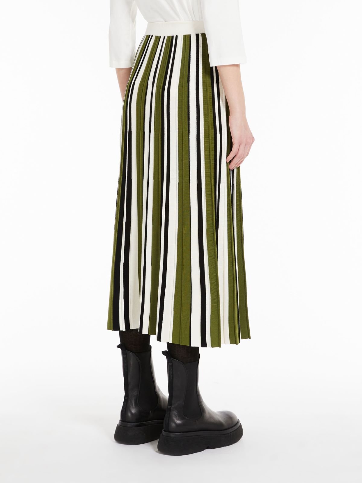 Pleated skirt in stretch yarn - GREEN - Weekend Max Mara - 3