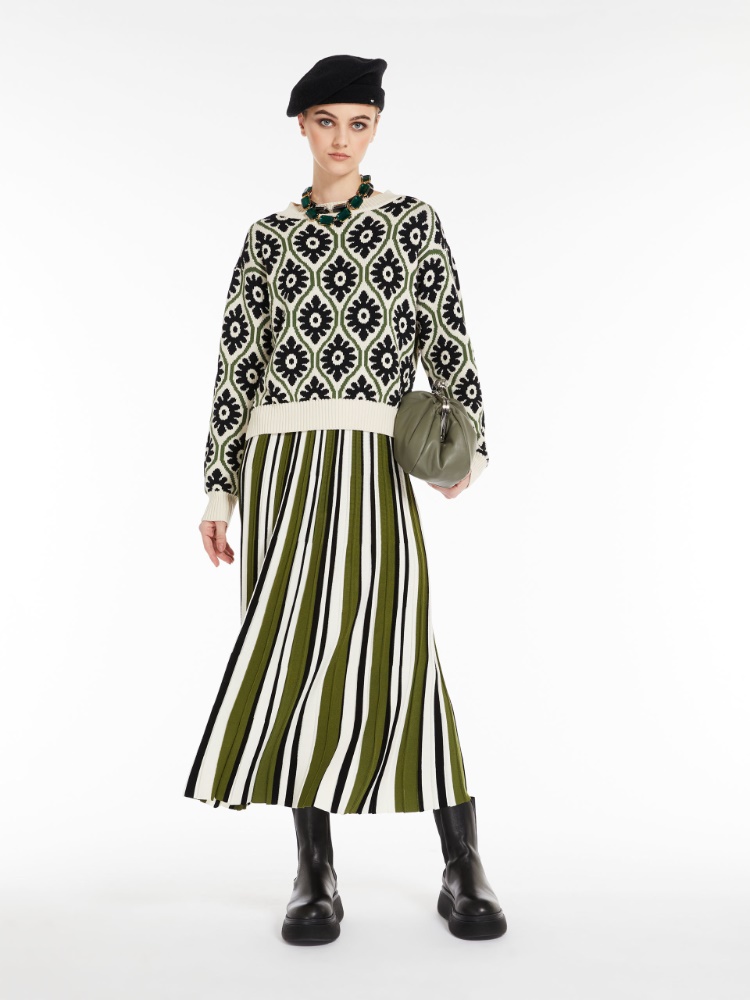 Pleated skirt in stretch yarn - GREEN - Weekend Max Mara