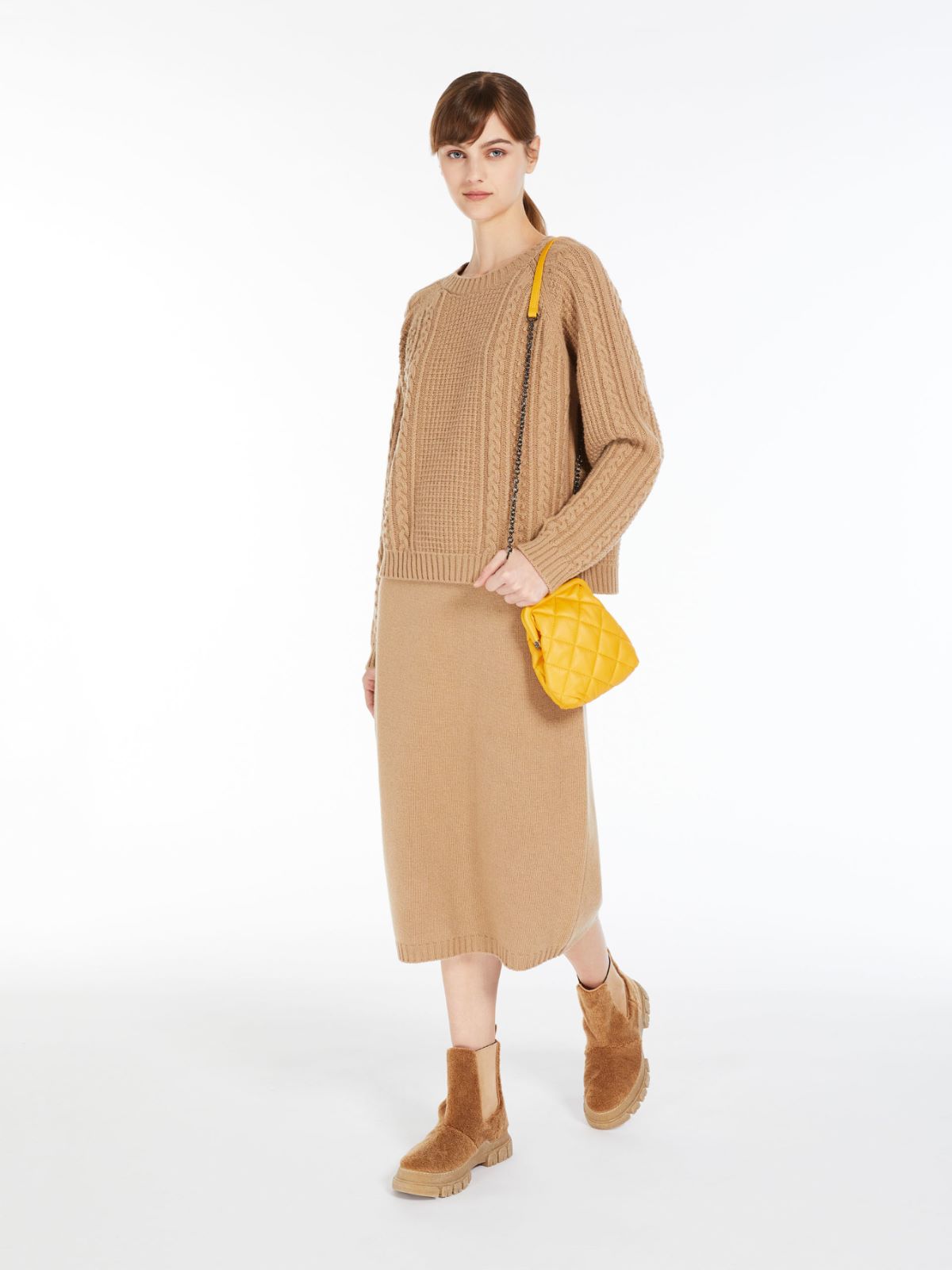 Wool yarn skirt - CAMEL - Weekend Max Mara