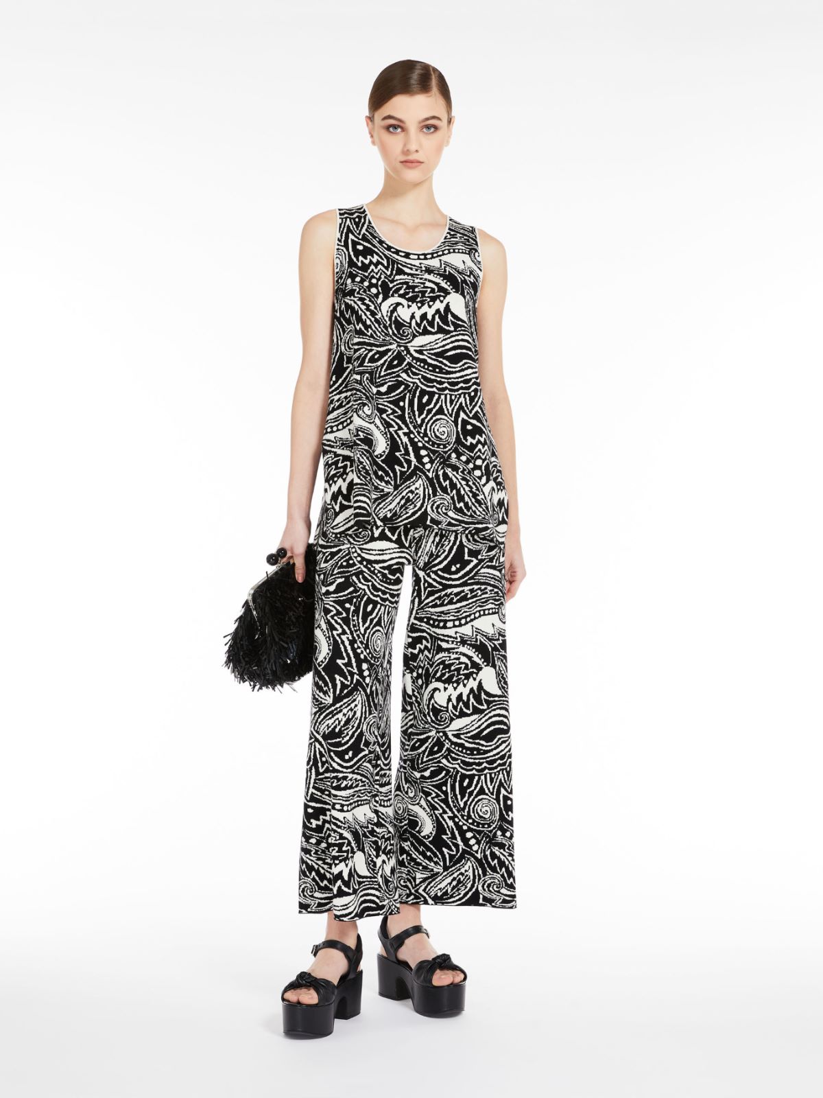 Relaxed-fit trousers in jacquard yarn - IVORY - Weekend Max Mara