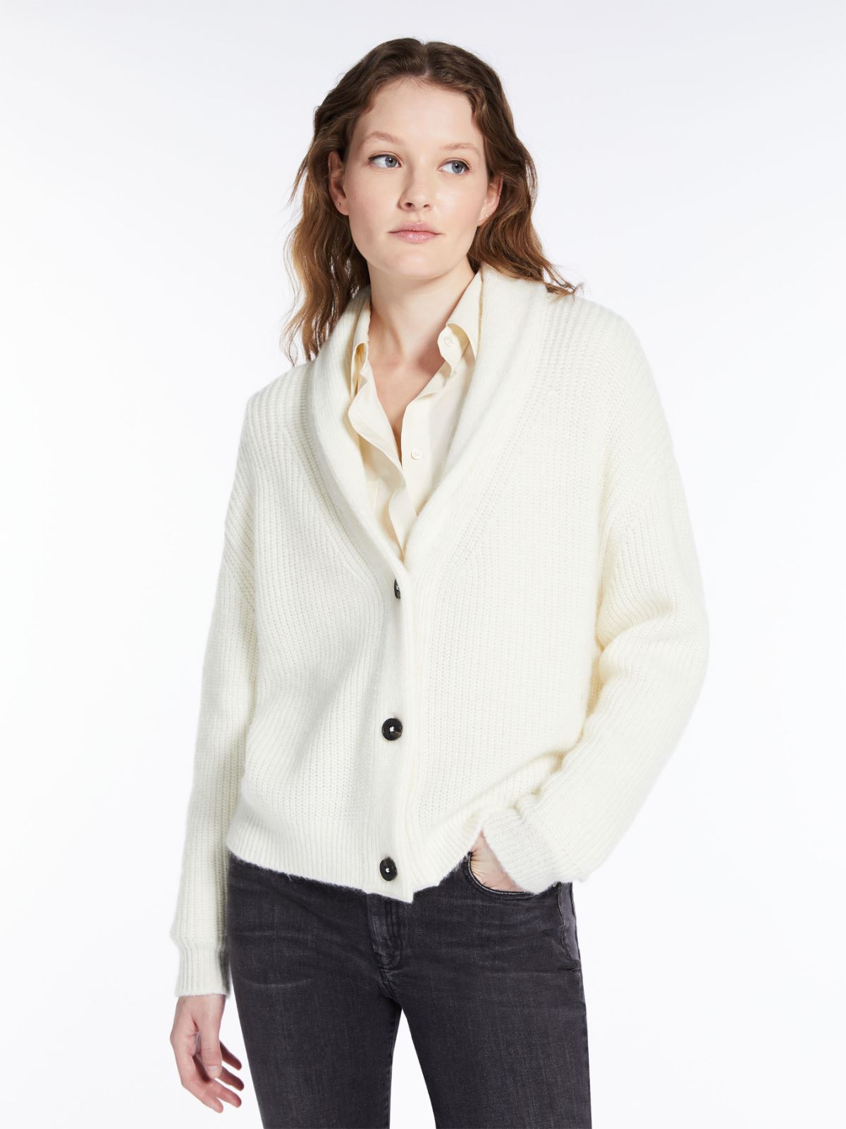 Relaxed-fit mohair yarn cardigan - WHITE - Weekend Max Mara - 4