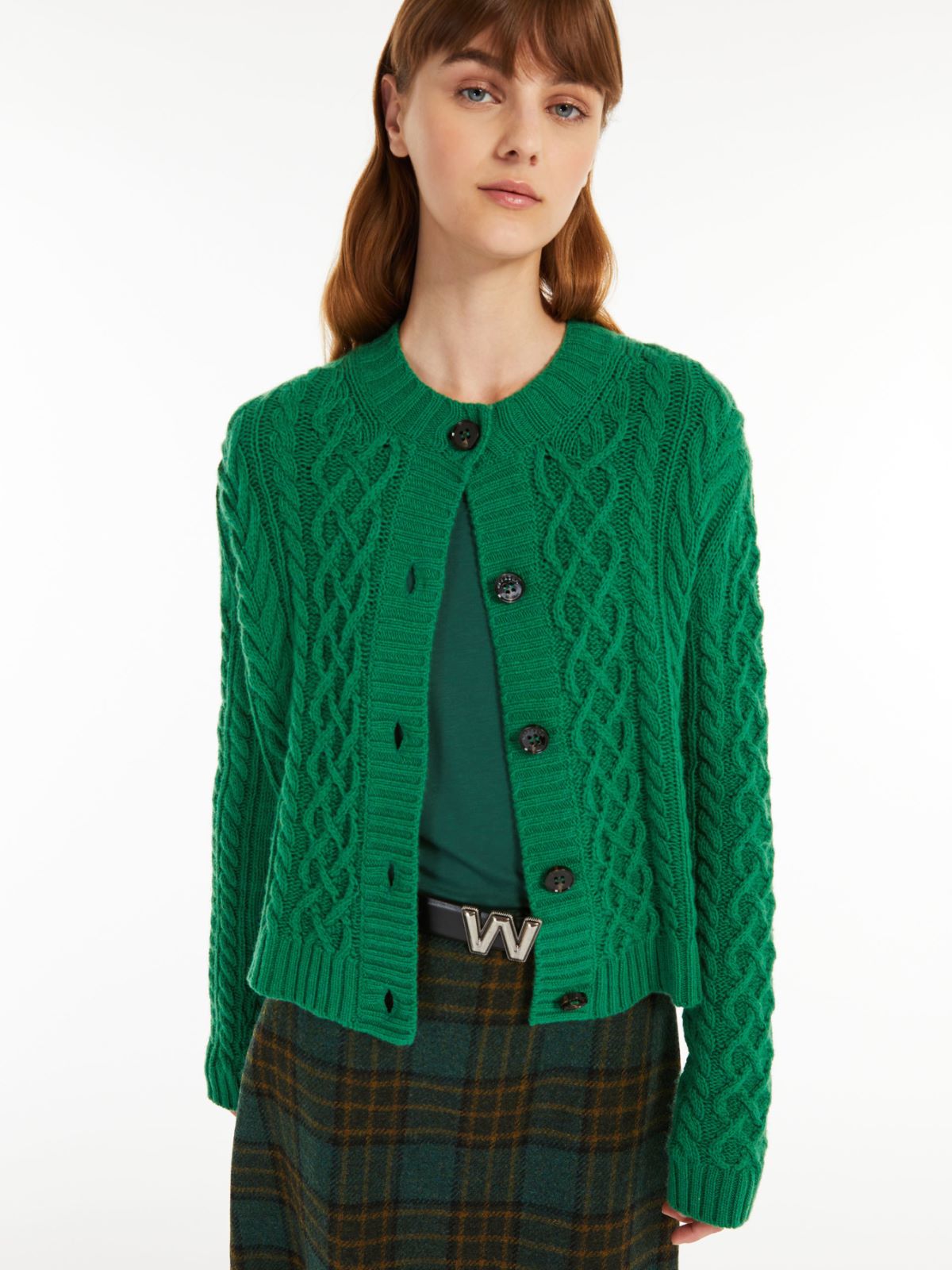 Wool yarn cardigan - GREEN - Weekend Max Mara - 4