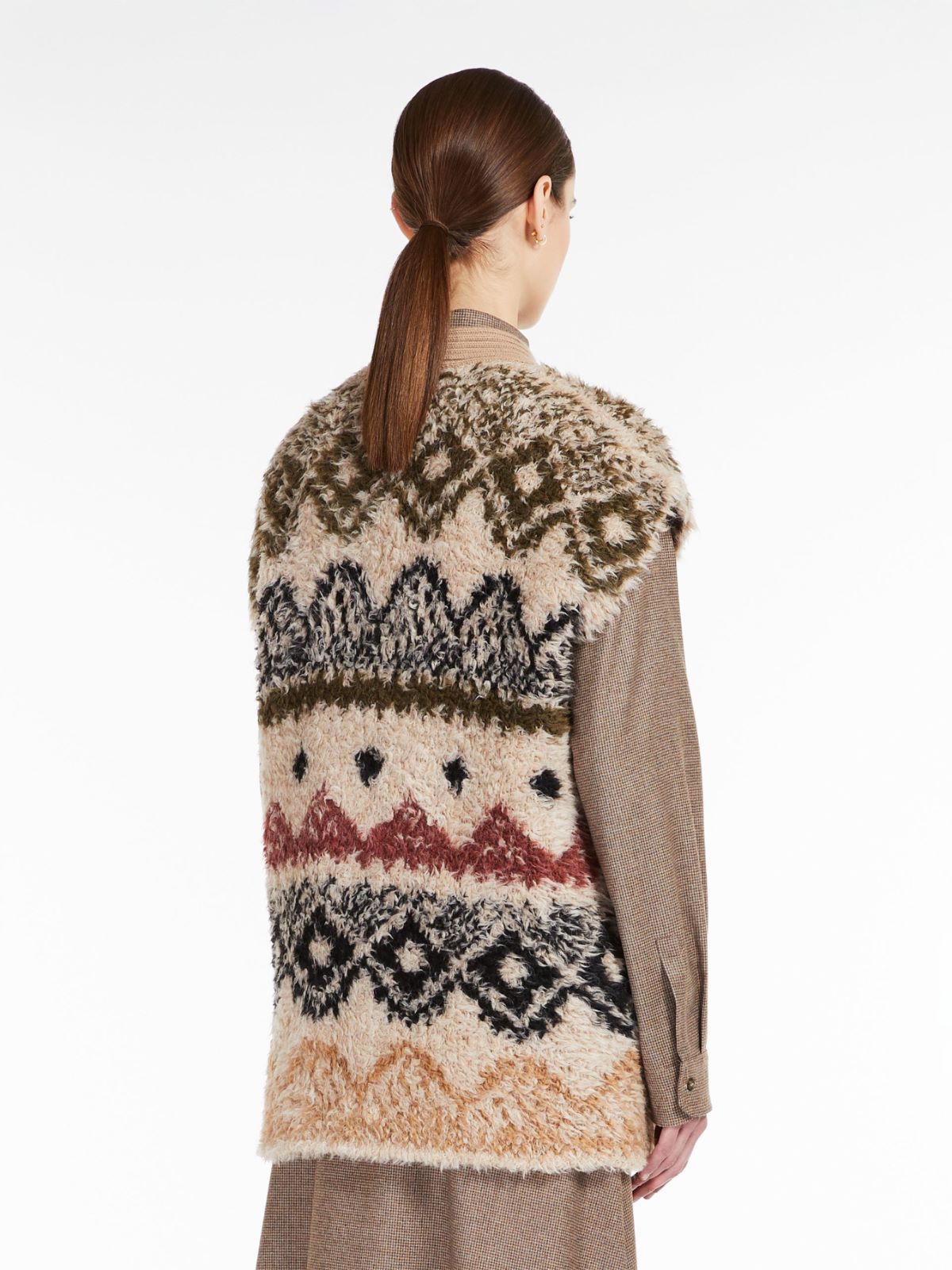 Jacquard-knit wool and alpaca gilet - HAZELNUT BROWN - Weekend Max Mara - 3
