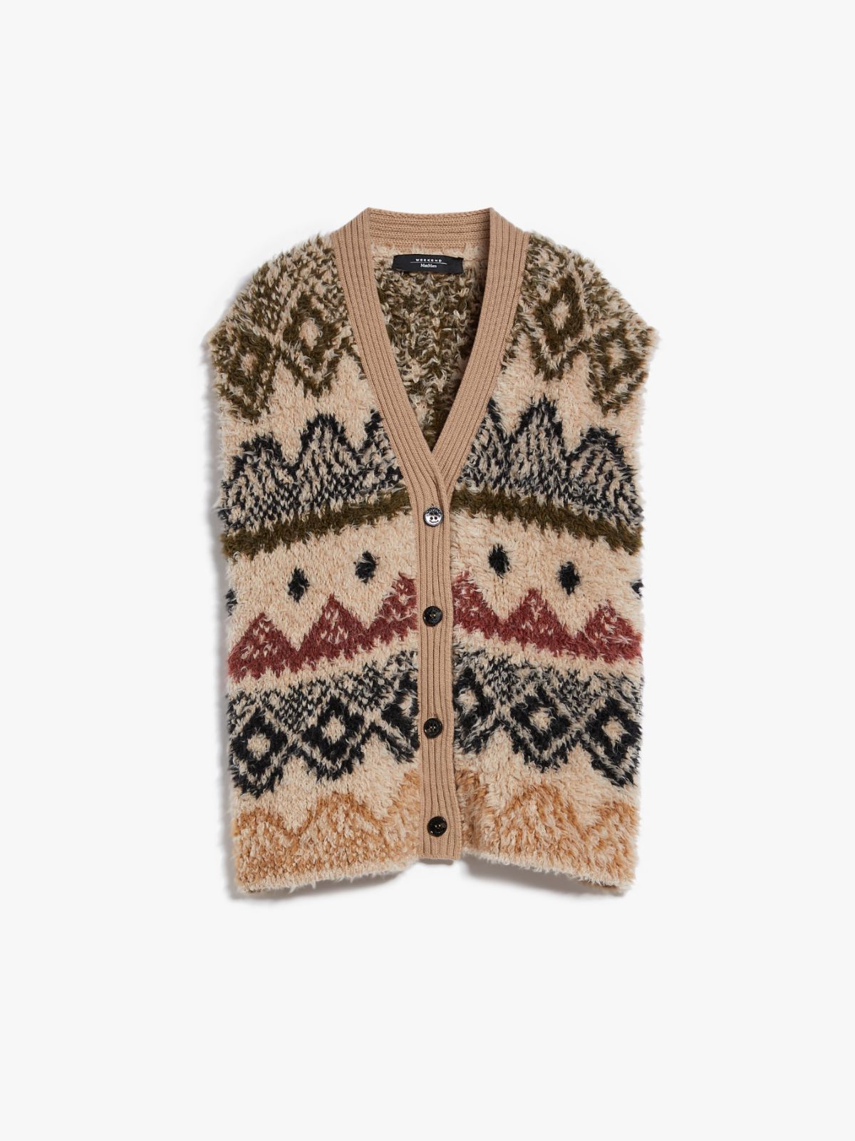 Jacquard-knit wool and alpaca gilet - HAZELNUT BROWN - Weekend Max Mara - 6