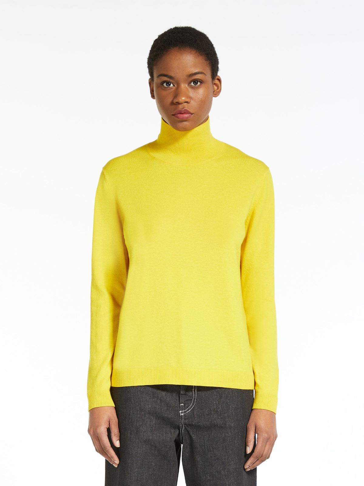 Silk and wool yarn sweater, bright yellow | Weekend Max Mara