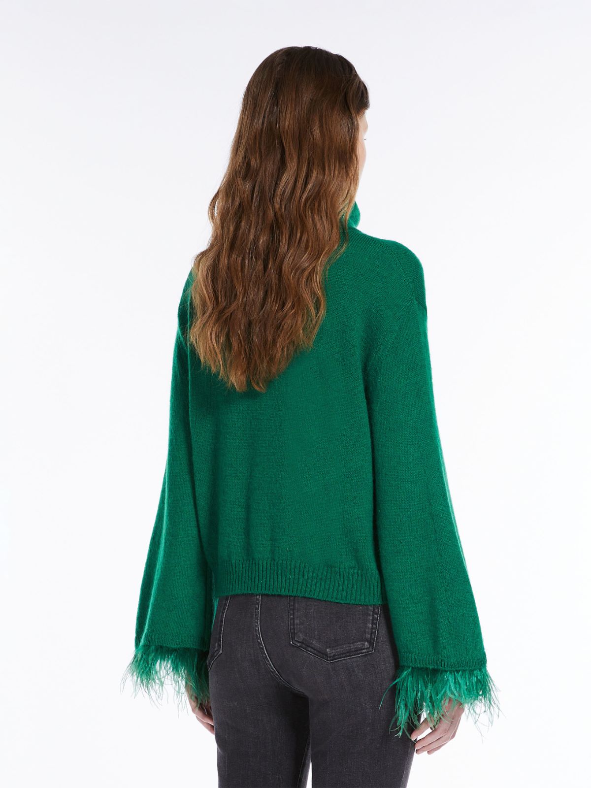 Feather-detail mohair cropped sweater - EMERALD - Weekend Max Mara - 3