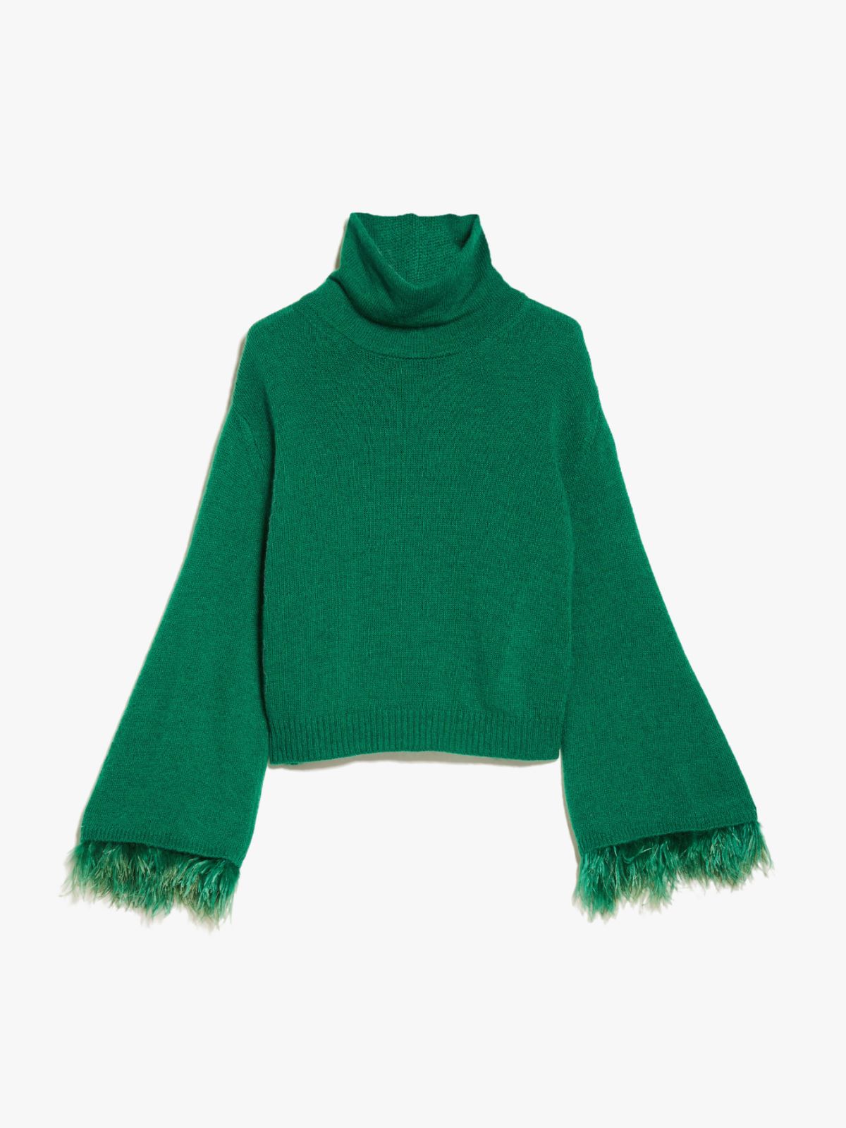 Feather-detail mohair cropped sweater - EMERALD - Weekend Max Mara - 6