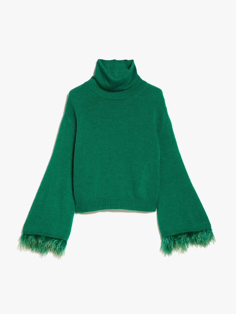 Feather-detail mohair cropped sweater -  - Weekend Max Mara