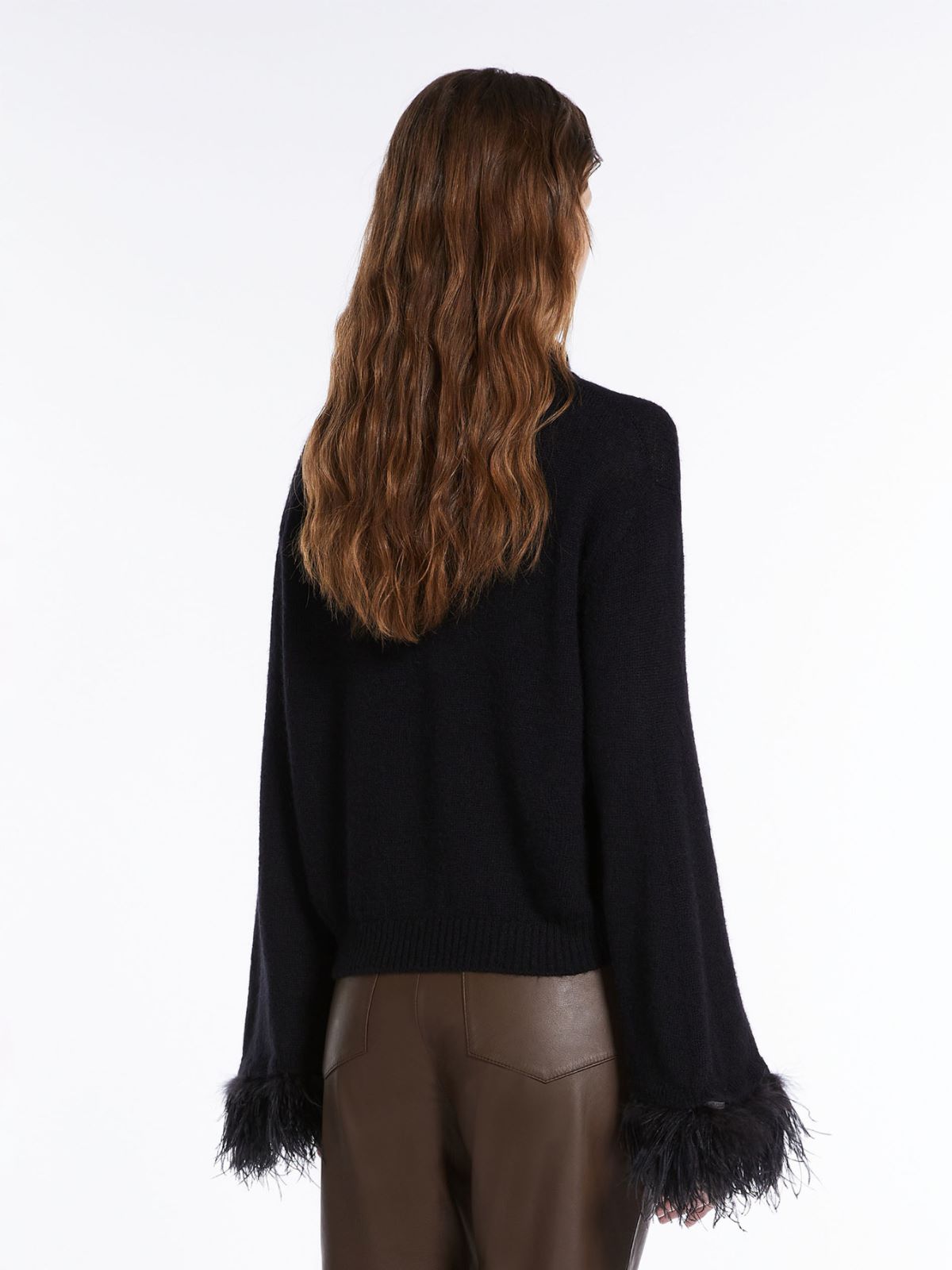 Feather-detail mohair cropped sweater - BLACK - Weekend Max Mara - 3