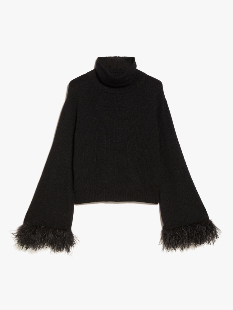 Feather-detail mohair cropped sweater - BLACK - Weekend Max Mara - 2