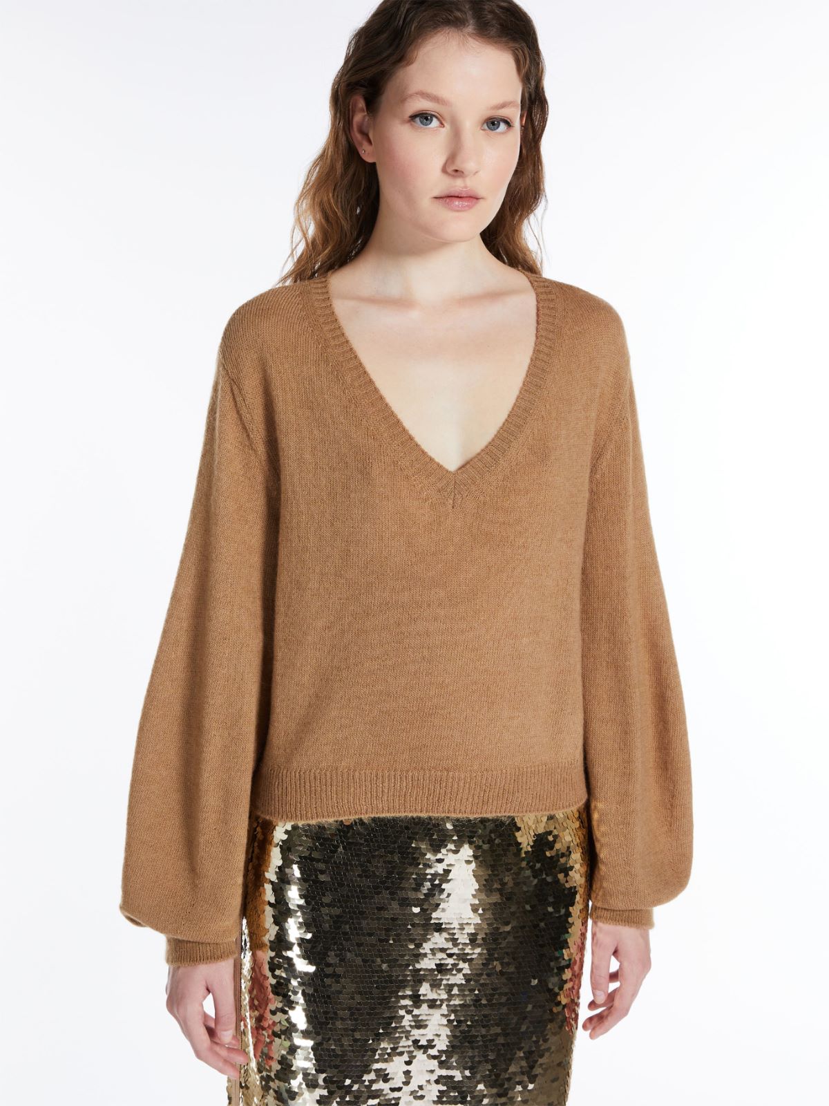 Mohair yarn V-neck sweater - CAMEL - Weekend Max Mara - 5