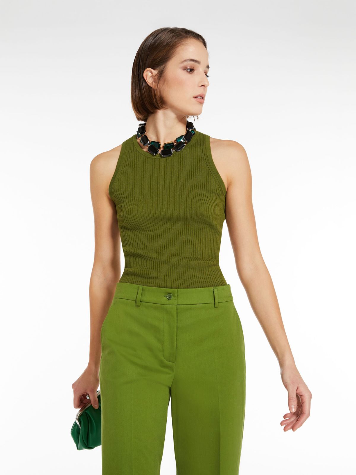 Ribbed top in stretch knit - GREEN - Weekend Max Mara - 4