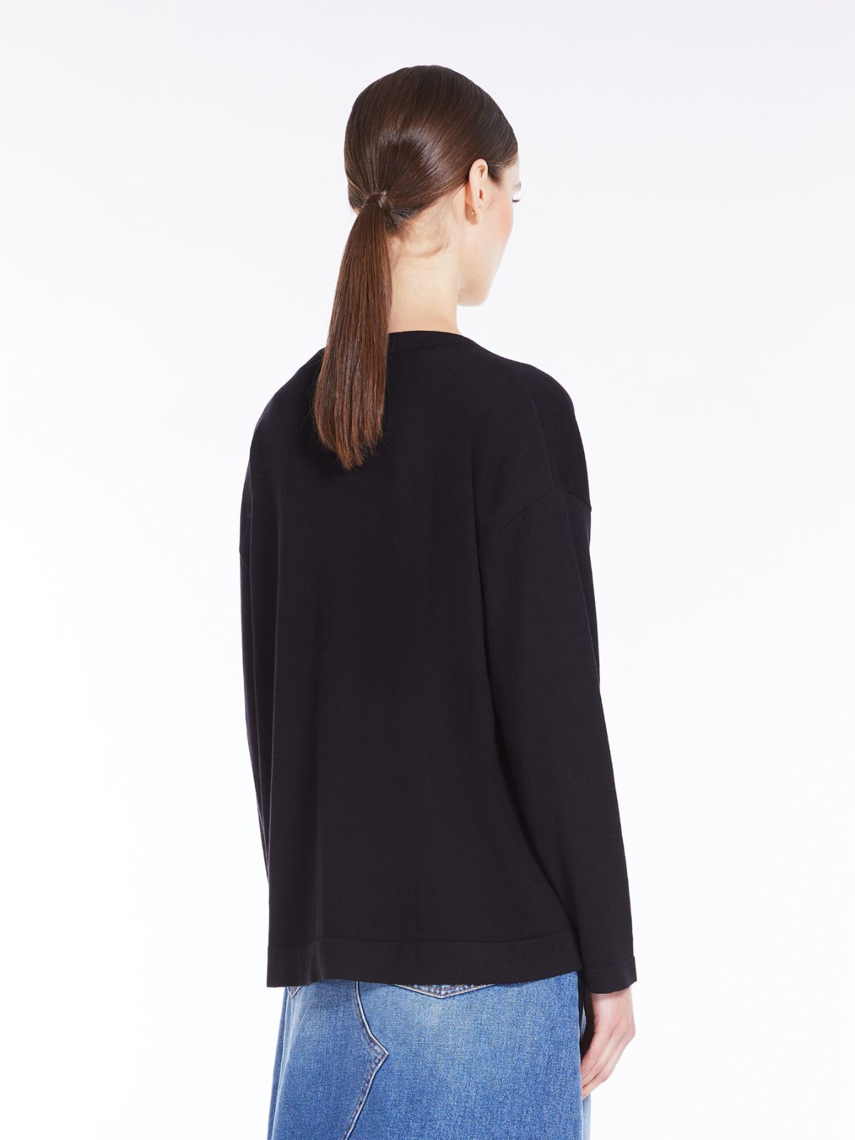 Oversized knit top in silk and cotton - BLACK - Weekend Max Mara - 3