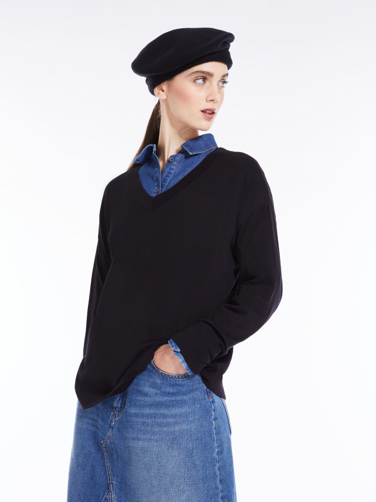Oversized knit top in silk and cotton - BLACK - Weekend Max Mara - 4