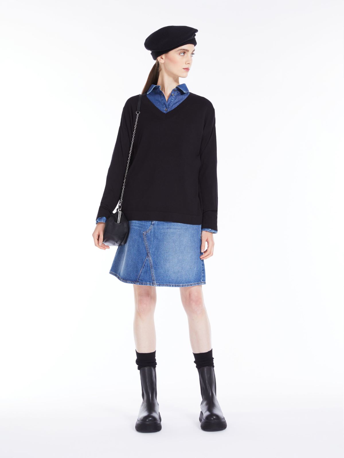 Oversized knit top in silk and cotton - BLACK - Weekend Max Mara
