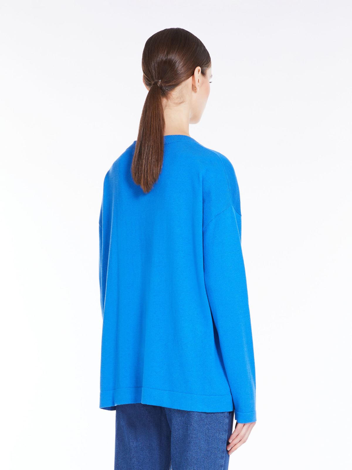 Oversized knit top in silk and cotton - CHINA BLUE - Weekend Max Mara - 3