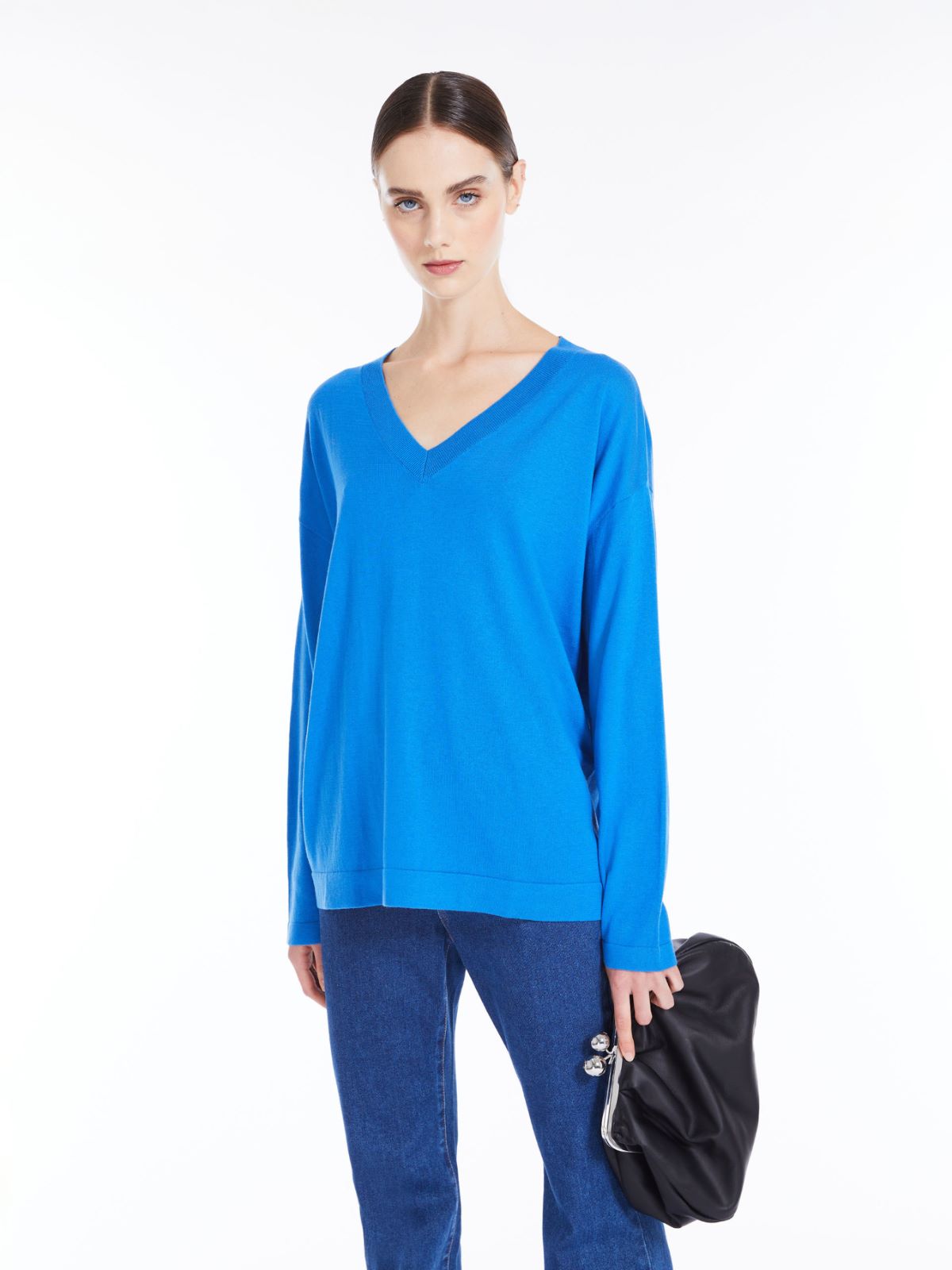 Oversized knit top in silk and cotton - CHINA BLUE - Weekend Max Mara - 4