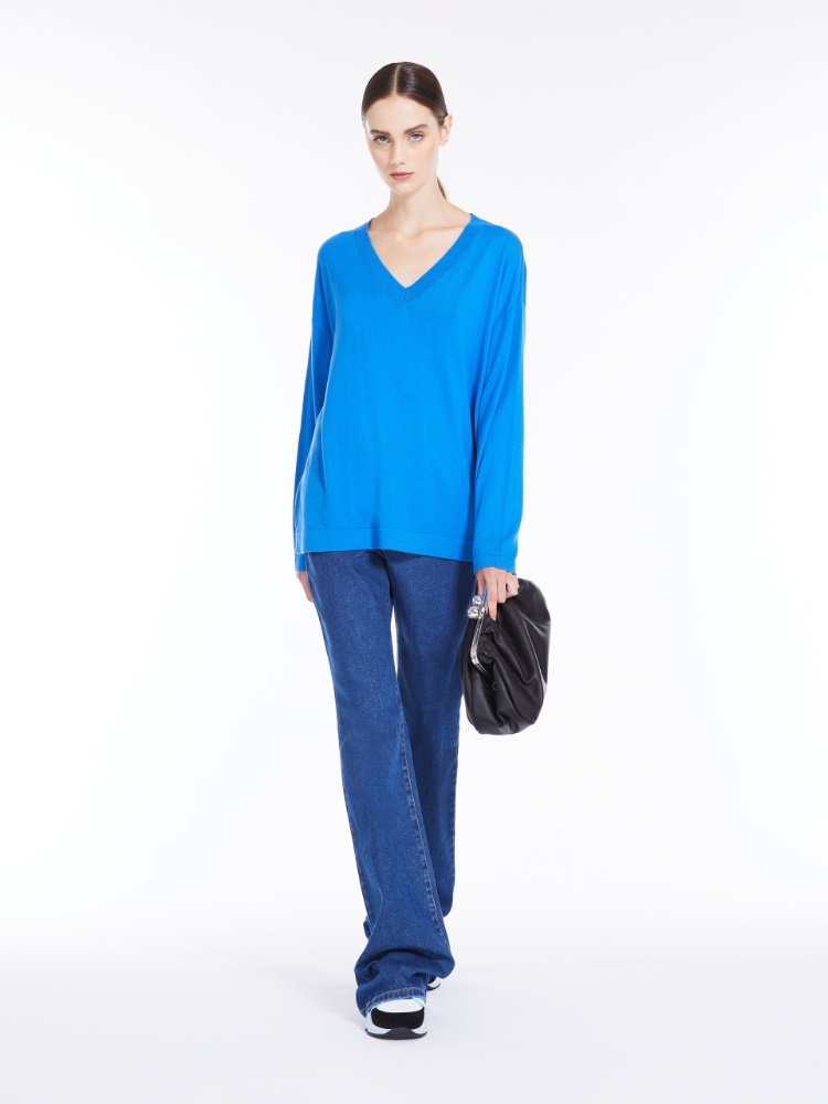 Oversized knit top in silk and cotton - CHINA BLUE - Weekend Max Mara