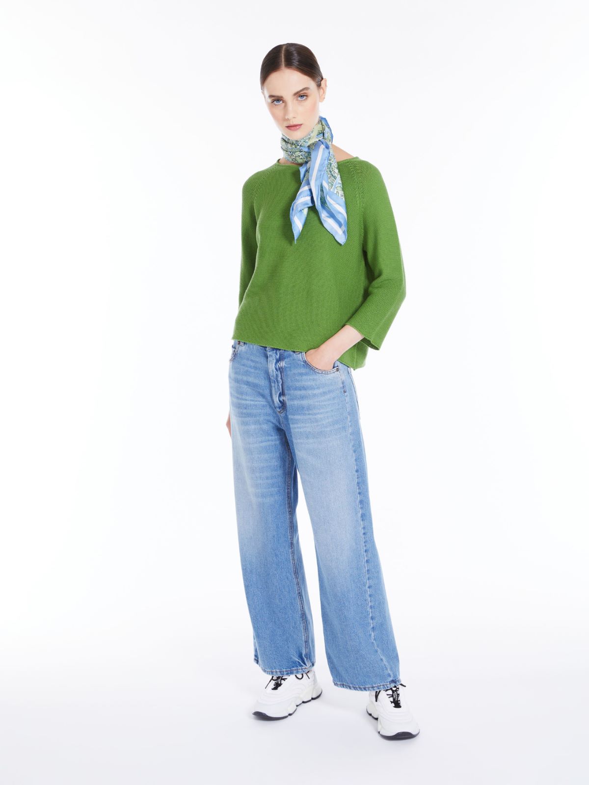 Round-neck cotton top - GREEN - Weekend Max Mara