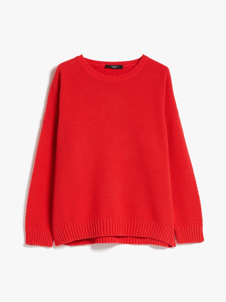 Oversized cotton blend top - RED - Weekend Max Mara - 2