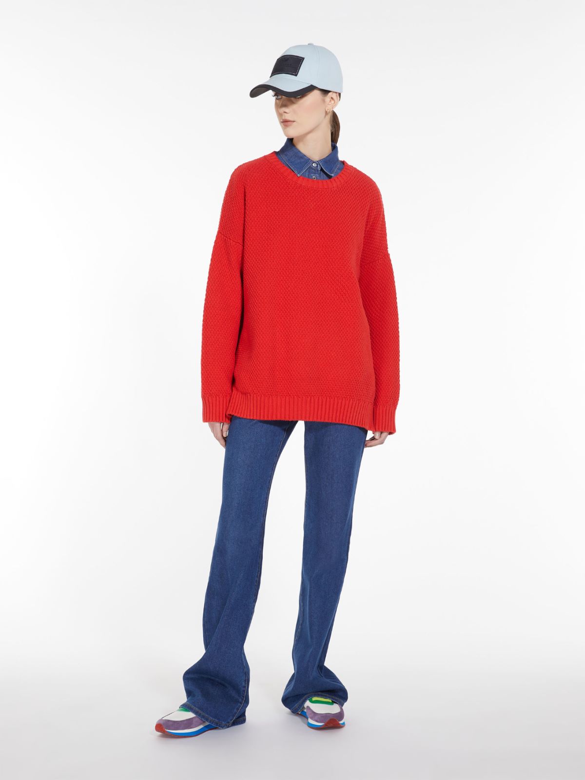 Oversized cotton blend top, red | Weekend Max Mara