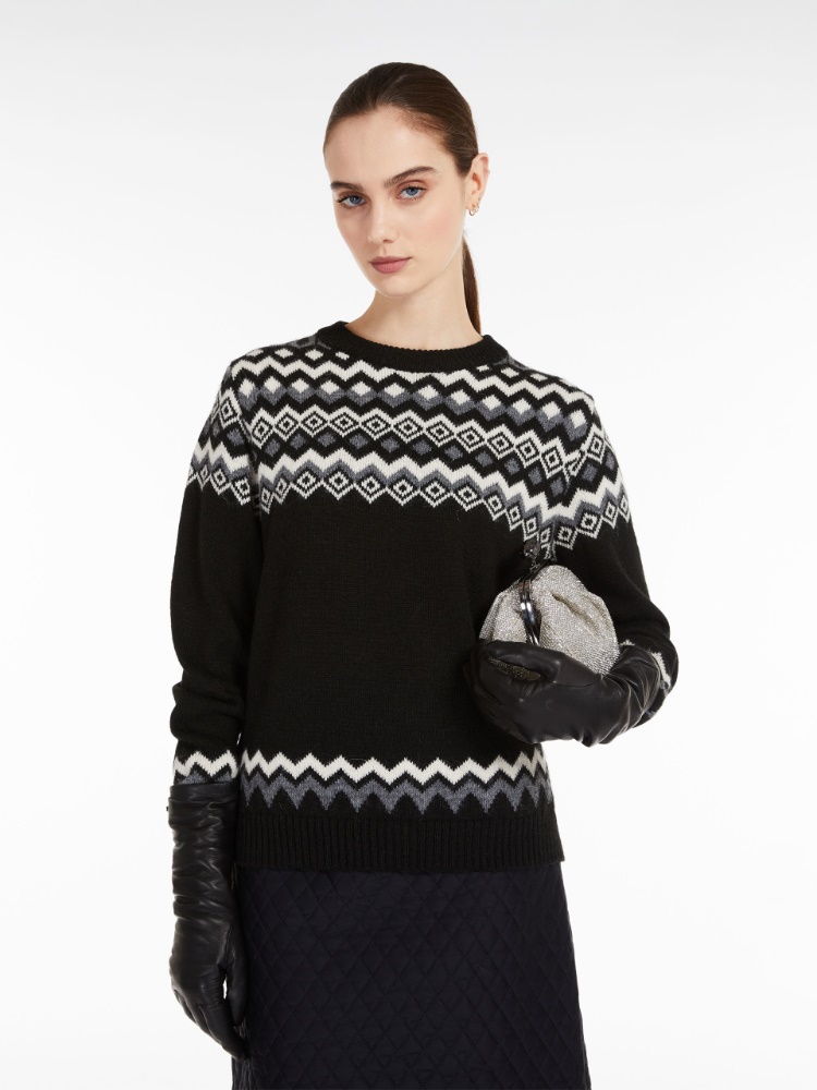 Jacquard alpaca and wool sweater - BLACK - Weekend Max Mara