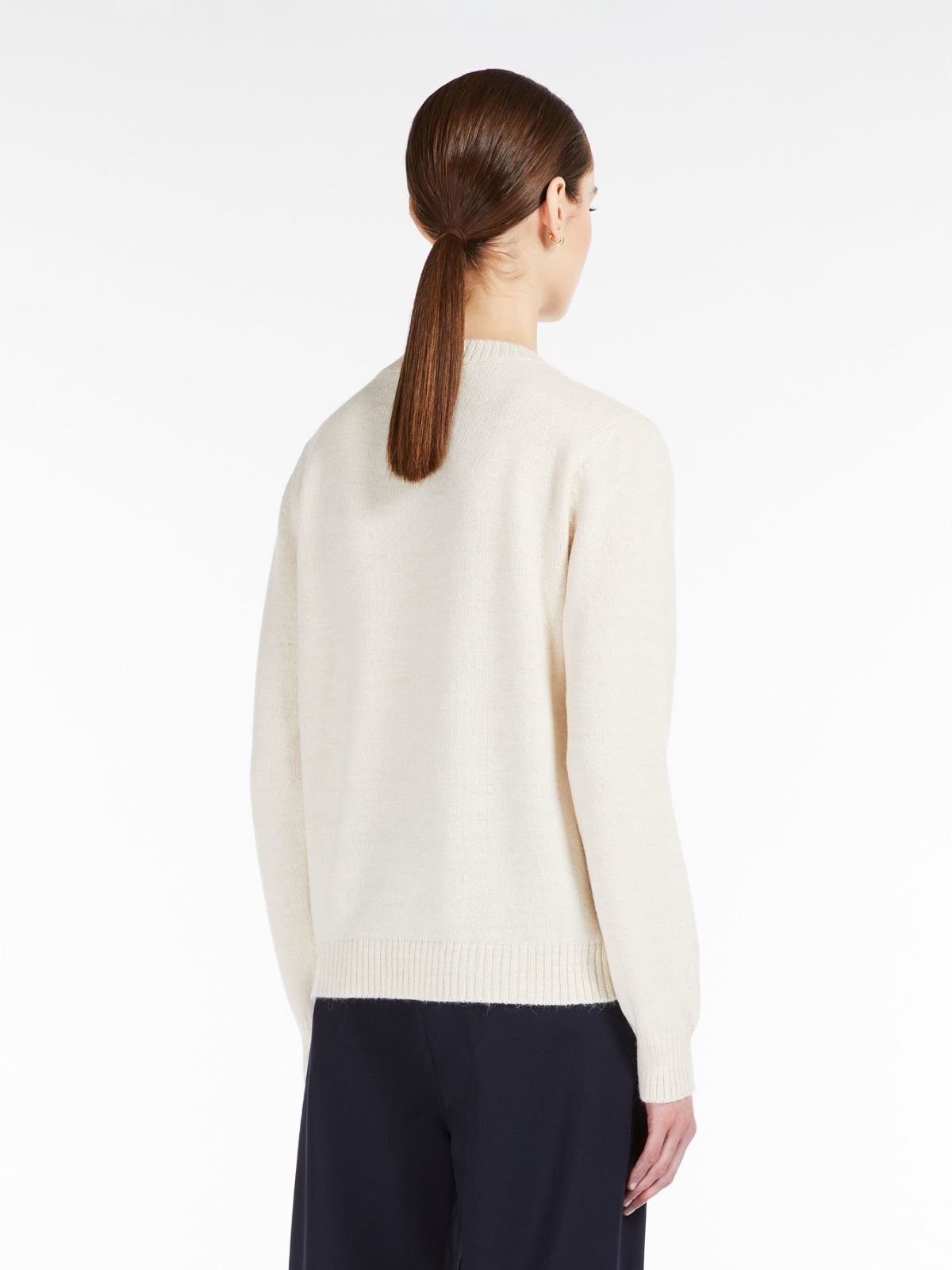 Alpaca and wool yarn sweater, white | Weekend Max Mara