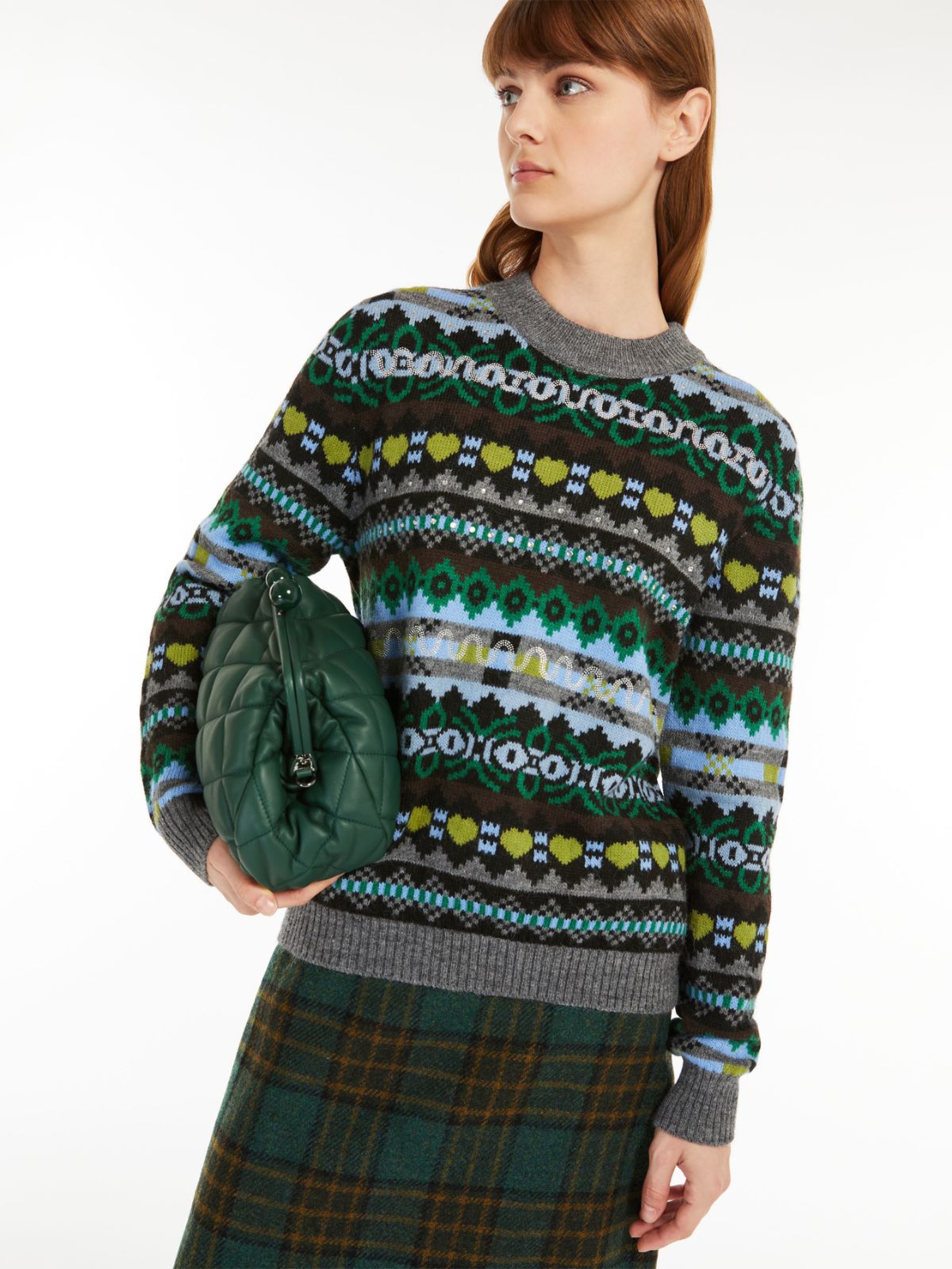 Jacquard alpaca and wool sweater - GREEN - Weekend Max Mara - 4